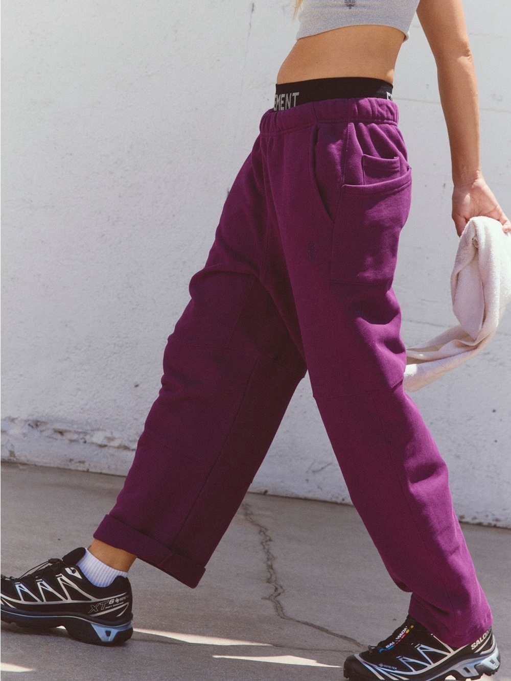 Free People | Top Score Cotton Barrel Wide-Leg Pants in Plum Purple